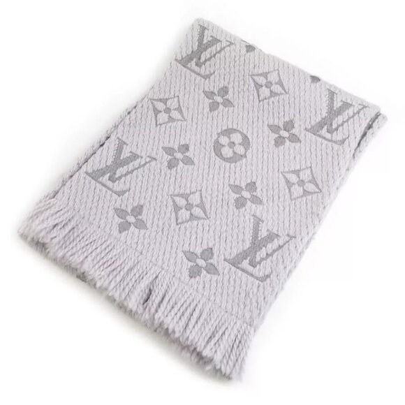 Auth LOUIS VUITTON Escharpe Logomania Muffler Scarf Purple Gray Wool - e59901g - Picture 1 of 8